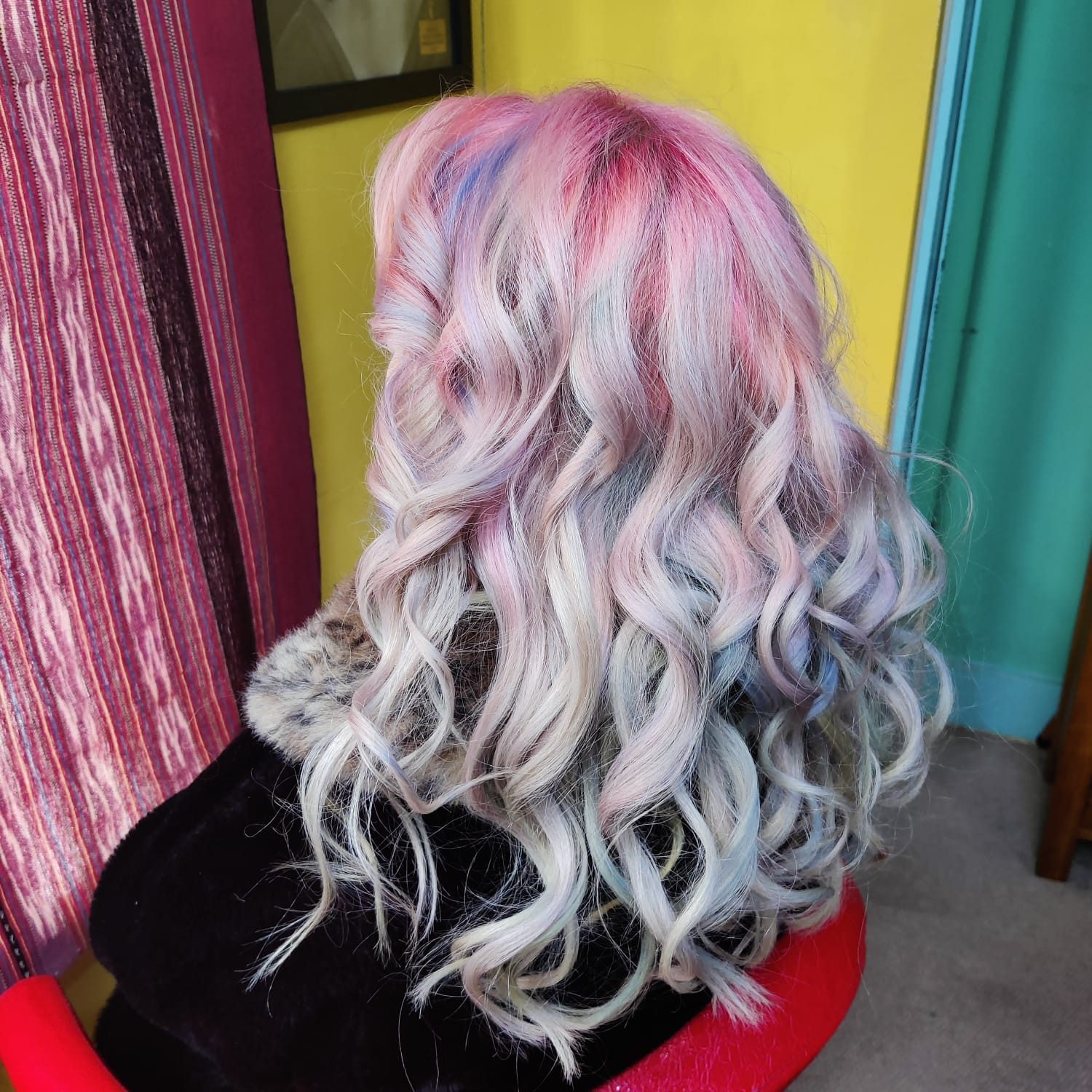 Soft opal pastel colour with curls